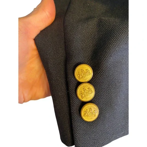 Stafford Navy Blue Gold Metal Button Blazer Mens 44L Sport Coat / Suit Jacket - Picture 3 of 7
